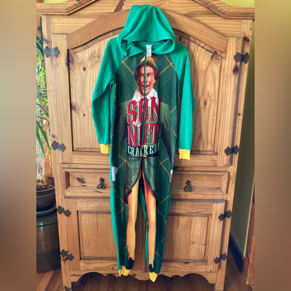Women ELF Son of a Nutcracker hooded one piece pajamas size S (4/6)